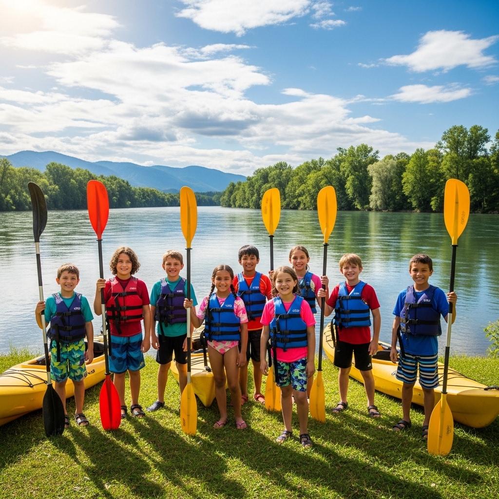 Młodzież podczas spływu kajakowego